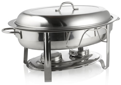 Gourmet Standard 5.8 Quart Stainless Steel Oval Chafing Dish - CD11036