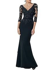 Sexy V-neck Satin Lace Mermaid Cocktail Floor Length Club Dress/Evening Dress/Homecoming Dress/Prom Dress/Party Dress/Wedding Dress 