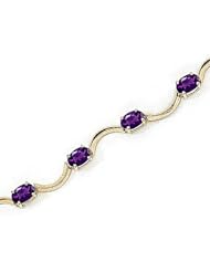 10kt Yellow Gold Oval Amethyst Bracelet.
