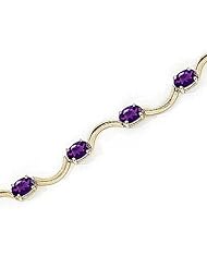 14kt Yellow Gold Oval Amethyst Bracelet.