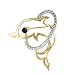Gold Tone Dolphin In Circle Rhinestone Animal Brooches Pin