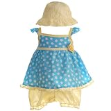 Baby Togs Infant Girls Blue Floral Summer Outfit Hat Set 3-24M
