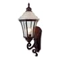 Royce Lighting RL2134/3WP Villa Outdoor Wall Lantern Weathered Patina with Clear Beveled Globe White Alabaster Glass Top