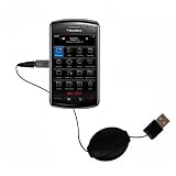 Retractable USB Cable for the Blackberry Storm 2 with Power Hot Sync and Charge capabilities - Gomadic Brand w/ TipExchange Technology