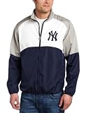 MLB Men's New York Yankees Sports Night Lightweight Full Zip Jacket (Athletic Navy/Stone Gray/White, Medium)