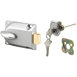 Prime-Line Products GD 52119 Deadbolt Lock, Center Mount with Key Cylinder, Aluminum Painted