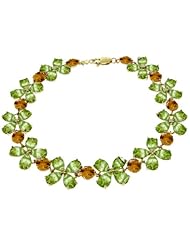 14k Gold Bracelet with Genuine Clover Design Peridots & Round Citrines