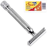 IMAGE OF Parker 91R Super Heavyweight Double Edge Safety Razor & 10 Shark Chrome Blades