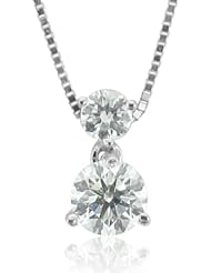 14k White Gold Journey Solitaire Diamond Pendant Necklace (GH, I1-I2, 0.43 carat)
