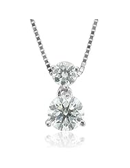 14k White Gold Journey Solitaire Diamond Pendant Necklace (GH, I1-I2, 0.25 carat)