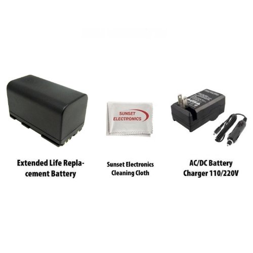 Li-Ion Extended Life Replacement Battery Pack for Canon BP-945 BP-941 BP-970 7300mAh! For Canon Digital Camcorder C2 DMV1 DMV10 E1 E2 E30 E65 ES300 ES4000 ES400 ES420 ES50 ES5000 ES520 ES55 ES60 ES6000 ES65 ES6500 ES7000 ES75 ES8000 ES8100 ES8200 ES8400 ES8600 FV1 G1000 G10Hi G1500 G30Hi G35Hi G45Hi GL1 GL2 MV1 MV10 MV100 MV200 + 110/220V 1 Hour Home & Car Charger + SSE Cleaning Cloth