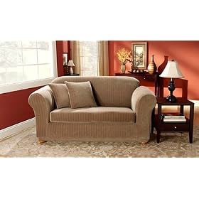 Sure Fit Stretch Pinstripe 2-Piece Loveseat Slipcover by Sure Fit