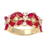 14K Marquise Ruby & Diamond Floral Band