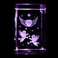 3D Laser Kristall Glasblock mit LED Beleuchtung - Motiv Engel mit Herz