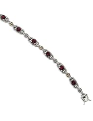 Sterling Silver w/14k Gold 6.57Rhodilite Garnet 7.25in Bracelet