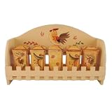5 Piece Spice Rack Bamboo Rooster Sunflowers