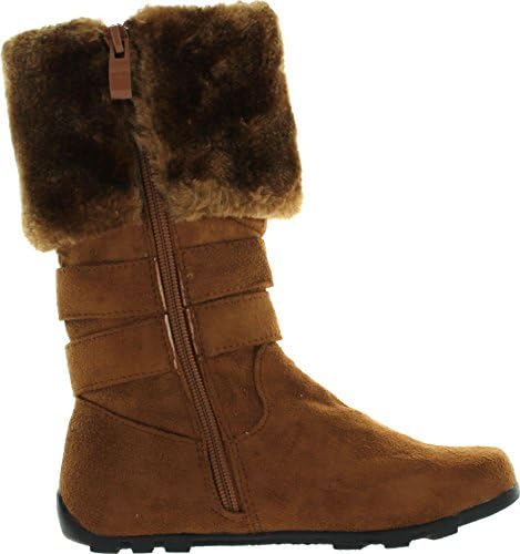 New Girls Slouch Comf Tall Midcalf Suede Winter Boots Shoes,Camel C01,2