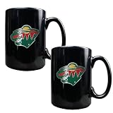 NHL Minnesota Wild Two Piece Black Ceramic Mug Set - Primary Logo