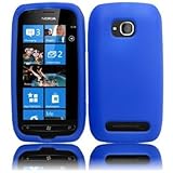PREMIUM RUBBER BLUE SOFT GEL Phone Cover Sleeve Silicone SKIN Protector Case for T-MOBILE NOKIA LUMIA 710 ACCESSORY + SogaWireless Stylus Pen [SWE137]