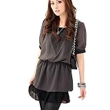 シフォン半袖チュニックワンピース 大きいサイズ レディース XL XXL XXXL(d110)