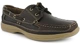 Mens Draper Hush Puppies, (Lace Up Leather Boat Shoes) - Dark Brown/Multi - UK 7-12