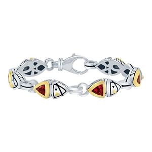 John Atencio - Silver and 18k Gold Pink Tourmaline Elements Talus Bracelet by