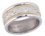 14K White & Yellow Gold Rope Diamond Wedding Ring