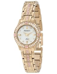 Armitron Womens 75/5034OMGP Pink and Opal Swarovski Crystal Accented Gold-Tone Bracelet Watch