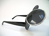 Rhinestone Studded Mouse Flip Lense Sunglasses (Jet Black)