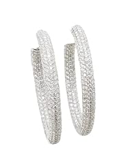 Women 18k White Gold 3.42ctw diamond Hoop earring 74 LE284 Size 10.11