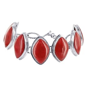 Gorgeous 16 x 23 MM Coral Link Bracelet 6 7 Adjustable with .925 Sterling... by 