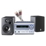Onkyo CR-525DAB (Silver) all-in-one CD / DAB radio / amp (inc front USB input) + Q Acoustics 1010i speakers (Black) + 2 x 5m Creative Audio Speaker cable with 4mm plugs. 2 Year Guarantee.