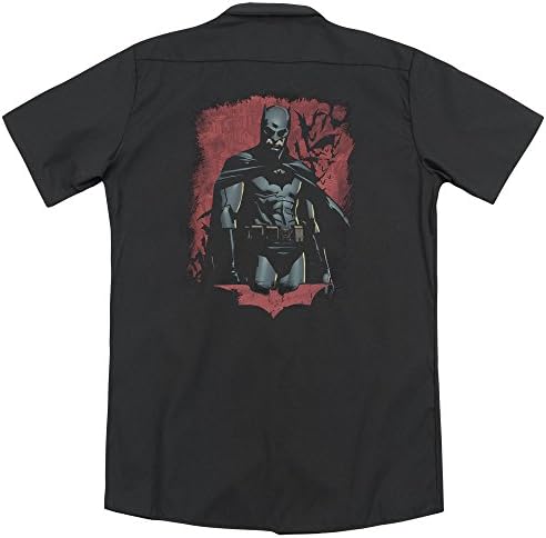 Batman Begins Dead Town (Back Print) Mens Work Shirt BLACK MD