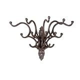 Cast Iron Wall Hook with 5 Prongs, Rust Finish