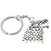 Beauty Clubs Thrones House Stark Head 3D Metal Keyring Keychain Silver Color
