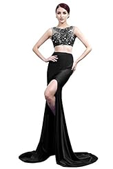 Scoop Neck Mermaid Beaded Evening Dress/Prom Dress/Party Dress/Wedding Dress 