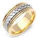 HYGINOS 14K Two-Tone Gold Celtic Braided Wedding Band Ring