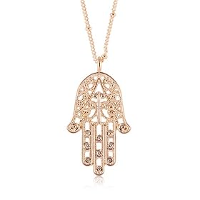 Goldtone Hamsa Hand of God Charm Necklace