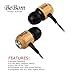 BeBom Earphones Super Bass Wooden Earbud Headphones E01 3.5mm Prot Dynamic Crystal Clear Sound, Ergonomic Comfort (Black/Without Mic)In Portable Storage Case