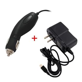 For Garmin Nuvi 1300 1350 1350T Portable Travel USB 12V Plug-in Car Charger + Home Wall AC Charger Combo Bundle Package