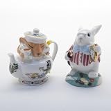 Alice In Wonderland Salt and Pepper Shakers Rabbit and Dormouse
