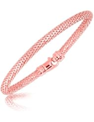 Sterling Silver Rose Tone Plated Scale Style Stackable Bracelet