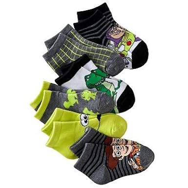 Disney Toy Story Toddler Boy's 1/4 crew Socks 6 Pair-6 Designs Size: 2T-4T