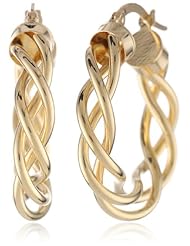 14k Yellow Gold Italian Fancy Woven Tube 15 mm Hoop Earrings