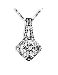 1.28ct Round Diamond Necklace Pendant 18k Black Gold