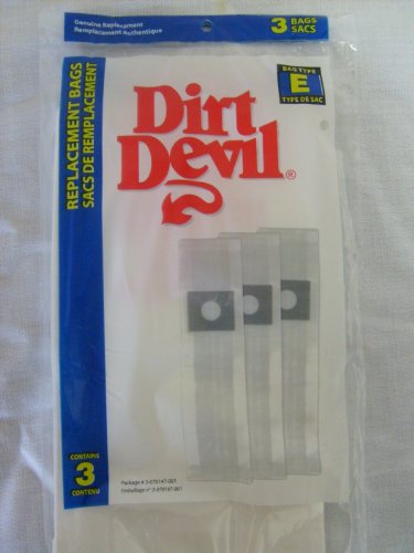 Dirt Devil Broom Vac Replacement Type E Paper Bags - Package of 3