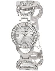 Ellen Tracy Womens ET5047SL Silver Dial Circle Chain Link Watch