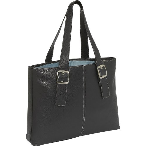Solo Ladies Laptop Totes, 17 x 3-3/4 x 14 Inches, Black/Blue (USLK70845)