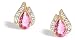 14K Yellow Gold Pear Created Pink Sapphire and Diamond Flame Earrings