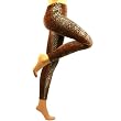 Summer Cheetah Animal Print Full Leggings Long Stretchy Footless Copper Brown